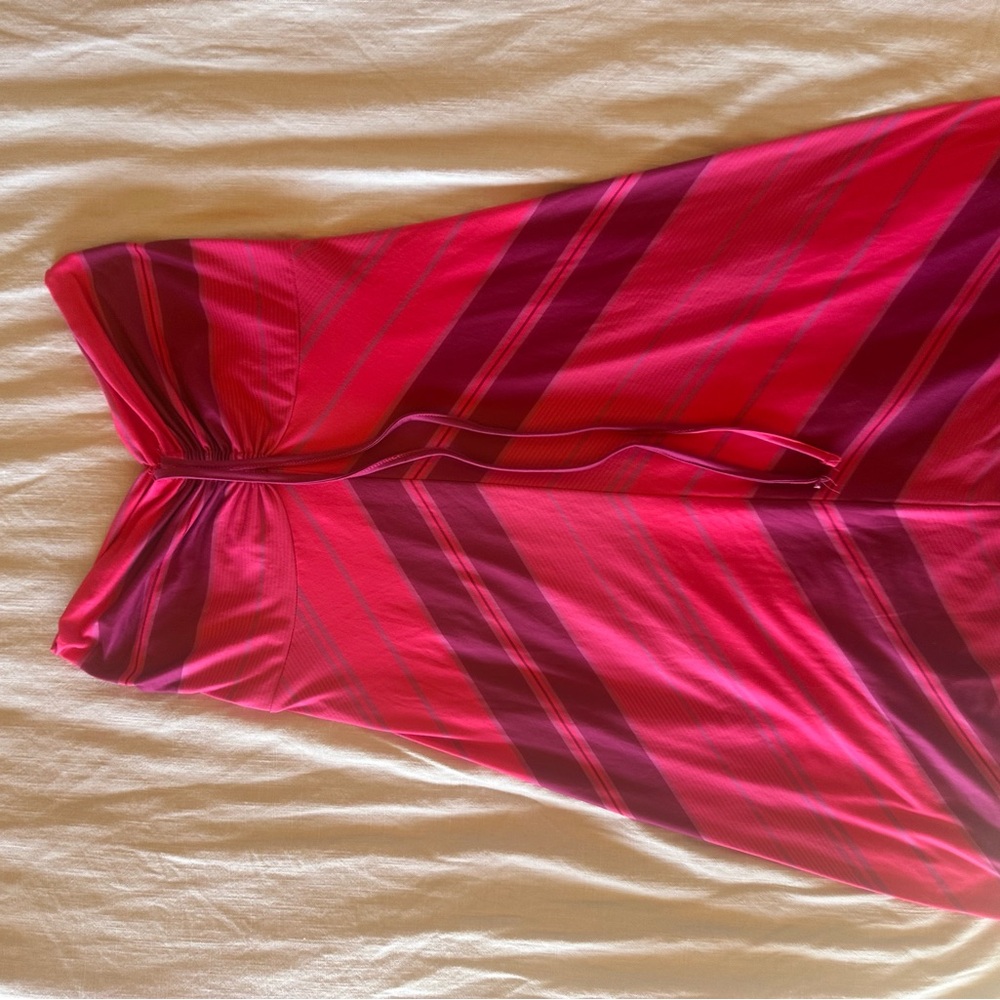 Pink and Red Strapless Dress